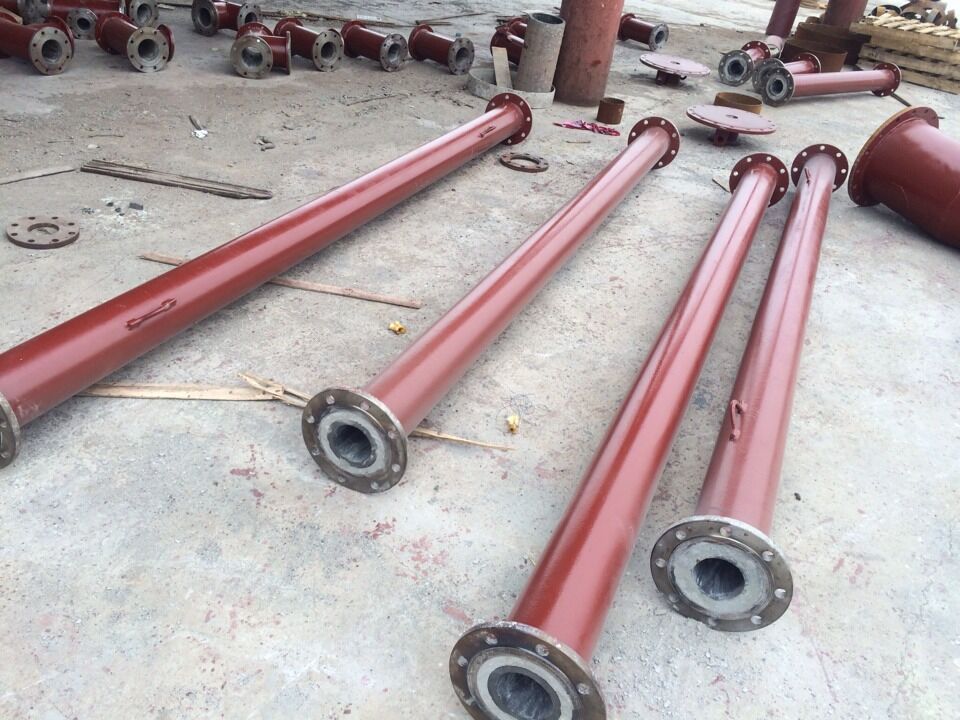 Cast Basalt Lined Steel Pipe and Elbow For Coal Fired Power Plants