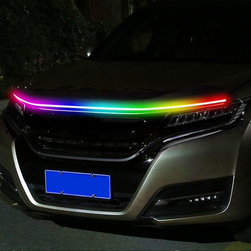 180cm Led Car Hood Lights Strip Universal Engine Hood Guide Decorative Light Bar Auto Headlights Car Daytime Running Light