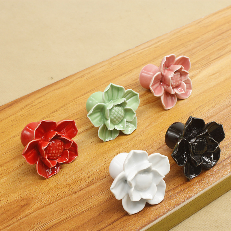 Zinc alloy Ceramic combined  Cabinet Handles  furniture hardware accessories drawer kitchen pull