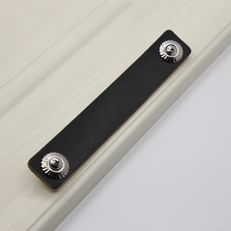 Modern Leather Door Handle Square Leather Handle Pulls For Cabinet Dresser Cupboard Practical Furniture Hardware