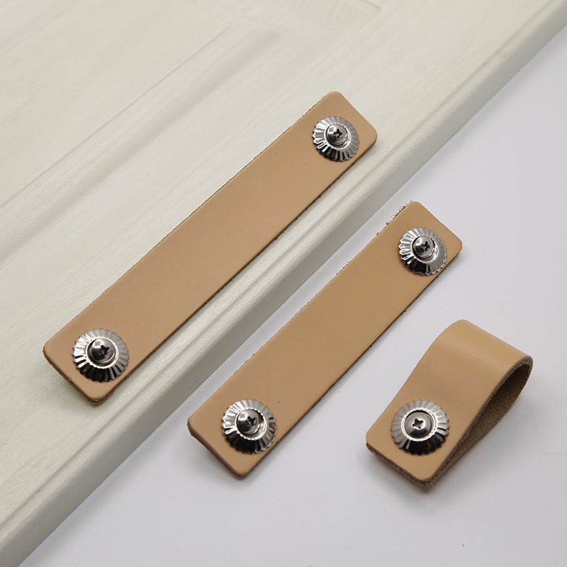 Modern Leather Door Handle Square Leather Handle Pulls For Cabinet Dresser Cupboard Practical Furniture Hardware