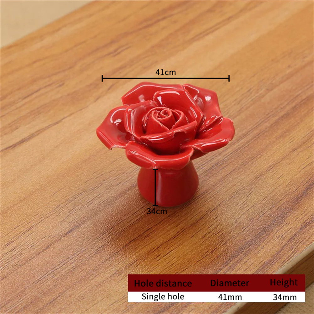 1pcs Door Handles Rose Flower Ceramic Alloy Base Kitchen Drawer Cabinet Pulls Wardrobe Drawer Knobs Cupboard Furniture Hardware