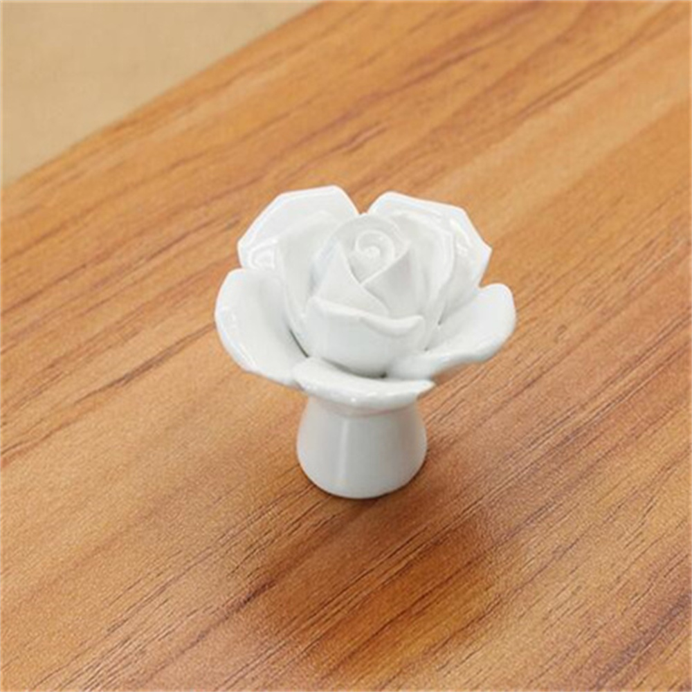 Creative Wardrobe Furniture Handle Pull Drawer Cupboard Door Cabinet Knobs Black Flower Knob Ceramic