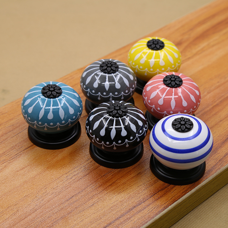 Ceramic Knob / Dresser Knobs Colorful Cabinet Pulls Knobs / Unique Kitchen Door Handle Knob Furniture Hardware