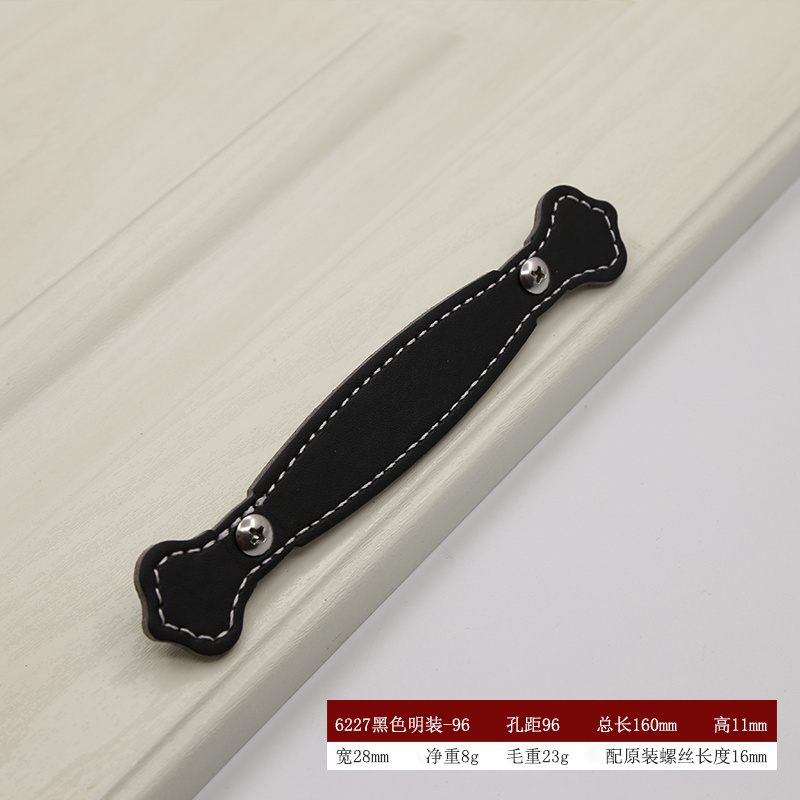 Wholesale High Quality Leather Handle Zinc Alloy Leather Suitcase Handle Cabinet Hardware Black Brown Furniture Handle & Knob