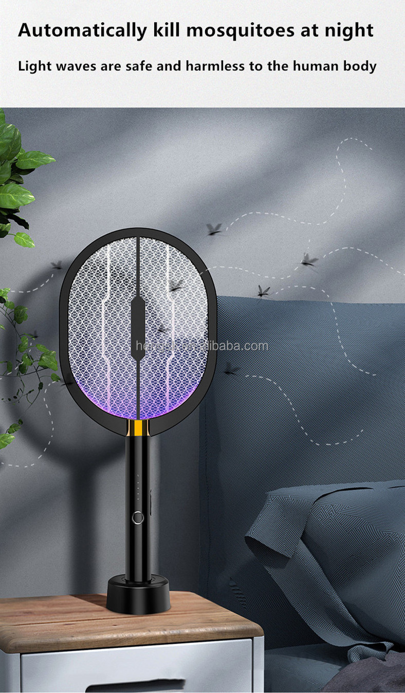 2022 NEWEST Electric Mosquito Killer Swatter Racket UV Light Killing Lamp Trap for Flies Bugs with Base and Wall USB Charging