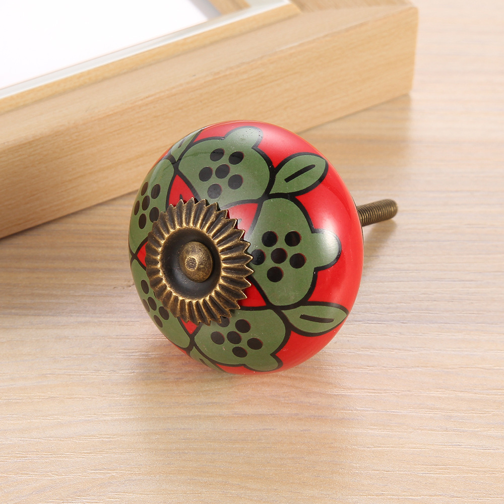 Ceramic Floral Kitchen Cabinet Drawer Knobs and Pulls