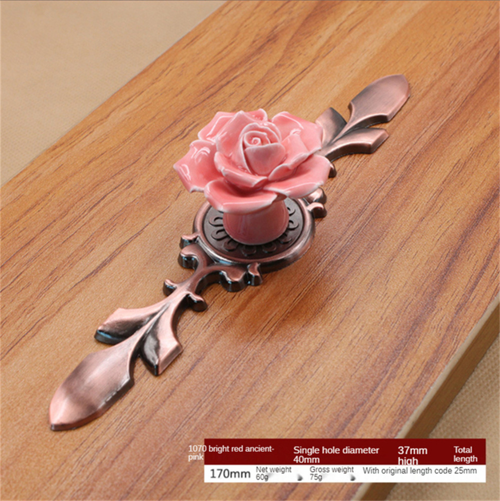 1Pcs Flower Knobs Ceramic Vintage Furniture Handles Cabinet Pulls Kitchen Cupboard Single Hole Drawer For Nursery Room