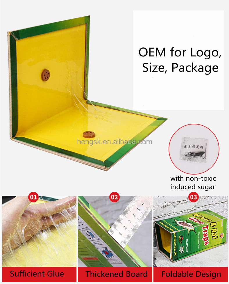 Most Efficient Mouse Catcher Professional Mouse Glue Trap Rat Trap with Non-toxic Sugar Attracts Mouse Glue Sticky Board