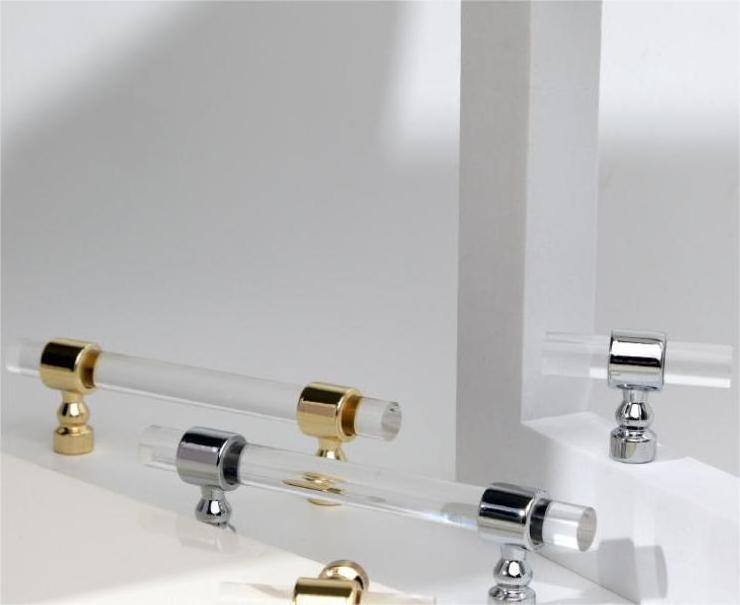 Latest Design Acrylic Long Transparent Crystal Handle Light Luxury Cabinet Bathroom Cabinet Drawer Cabinet Door Handle