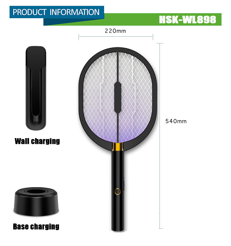 Hot Sell! Usb Rechargeable Swatter Insect Mosquito Killer Trapping Light for Home for Pest Flies Moskito Killing Bat Racket