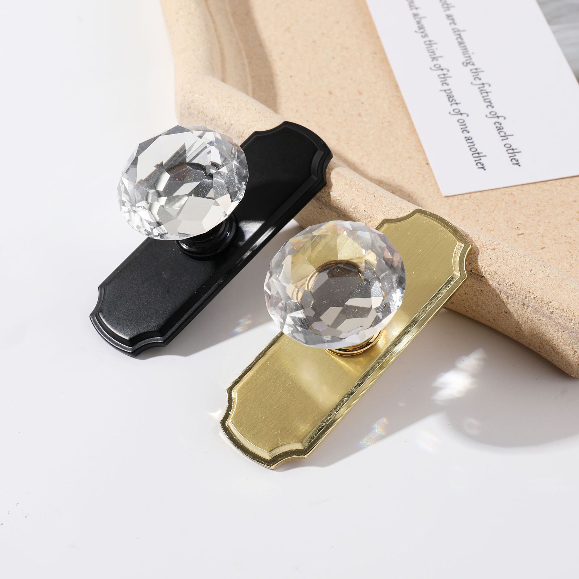 New Arrival Luxury Crystal Door Handle Gold Black Zinc Alloy Table Handle Wardrobe Drawer Cabinet Door Handle