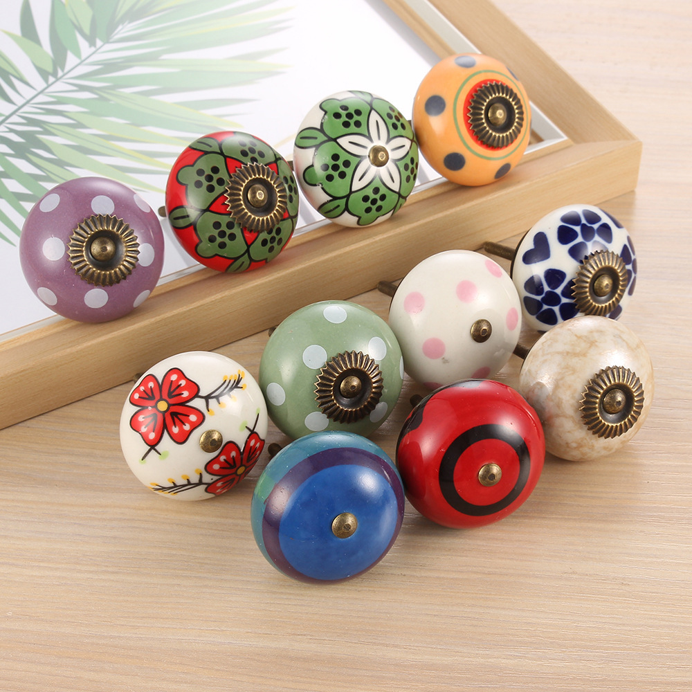 High Quality Ceramic Knobs Kitchen Cabinet Dresser Knob Drawer Pulls Ceramic / Colorful Cupboard Knob Decorative Hardware