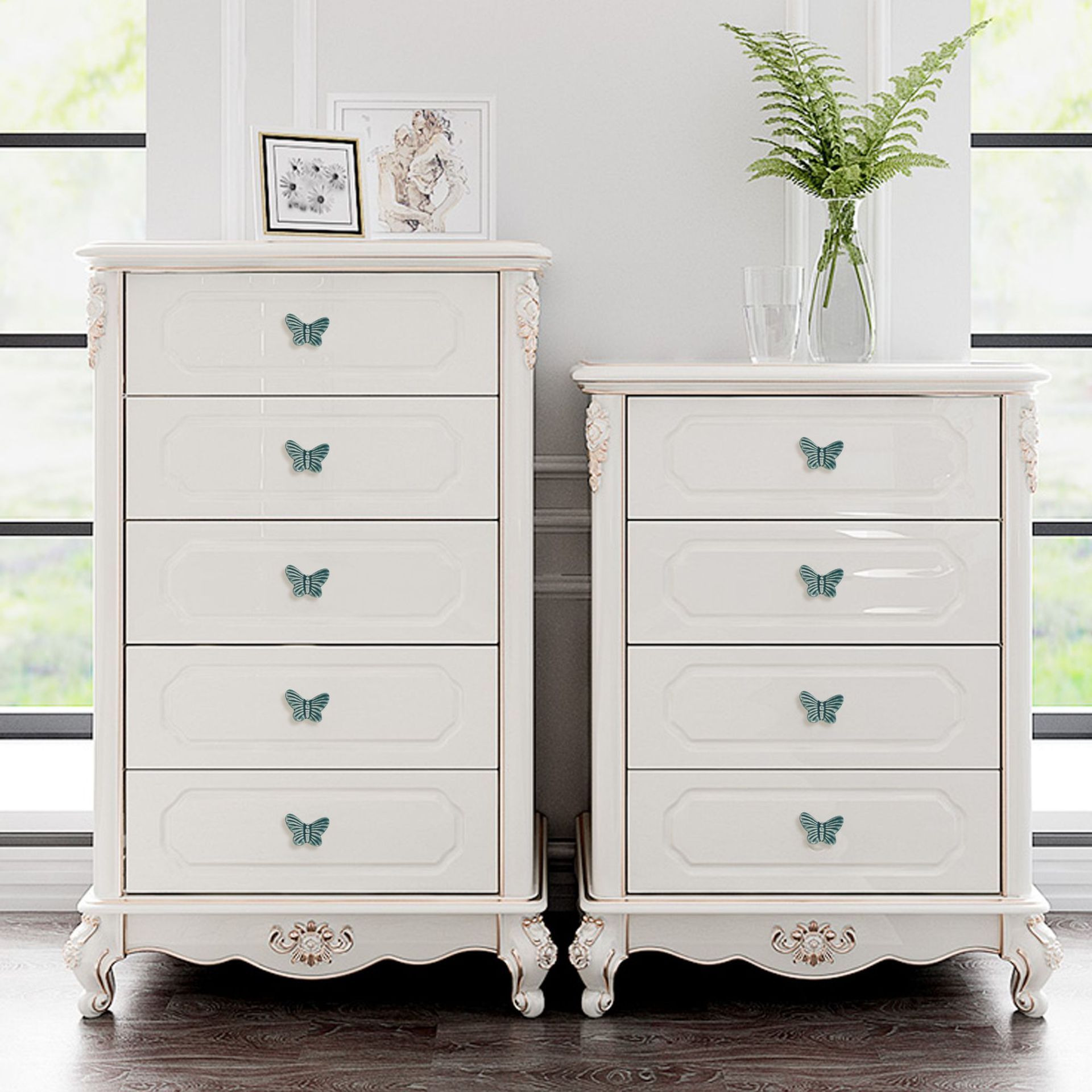 Newly Designed European Modern Pastoral Style Garden Single Hole Handle Drawer Cabinet Wardrobe Door Butterfly Ceramic Handle