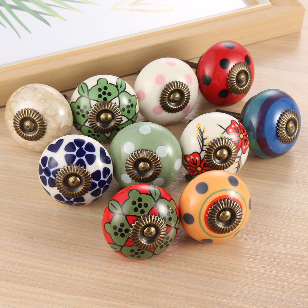 High Quality Ceramic Knobs Kitchen Cabinet Dresser Knob Drawer Pulls Ceramic / Colorful Cupboard Knob Decorative Hardware