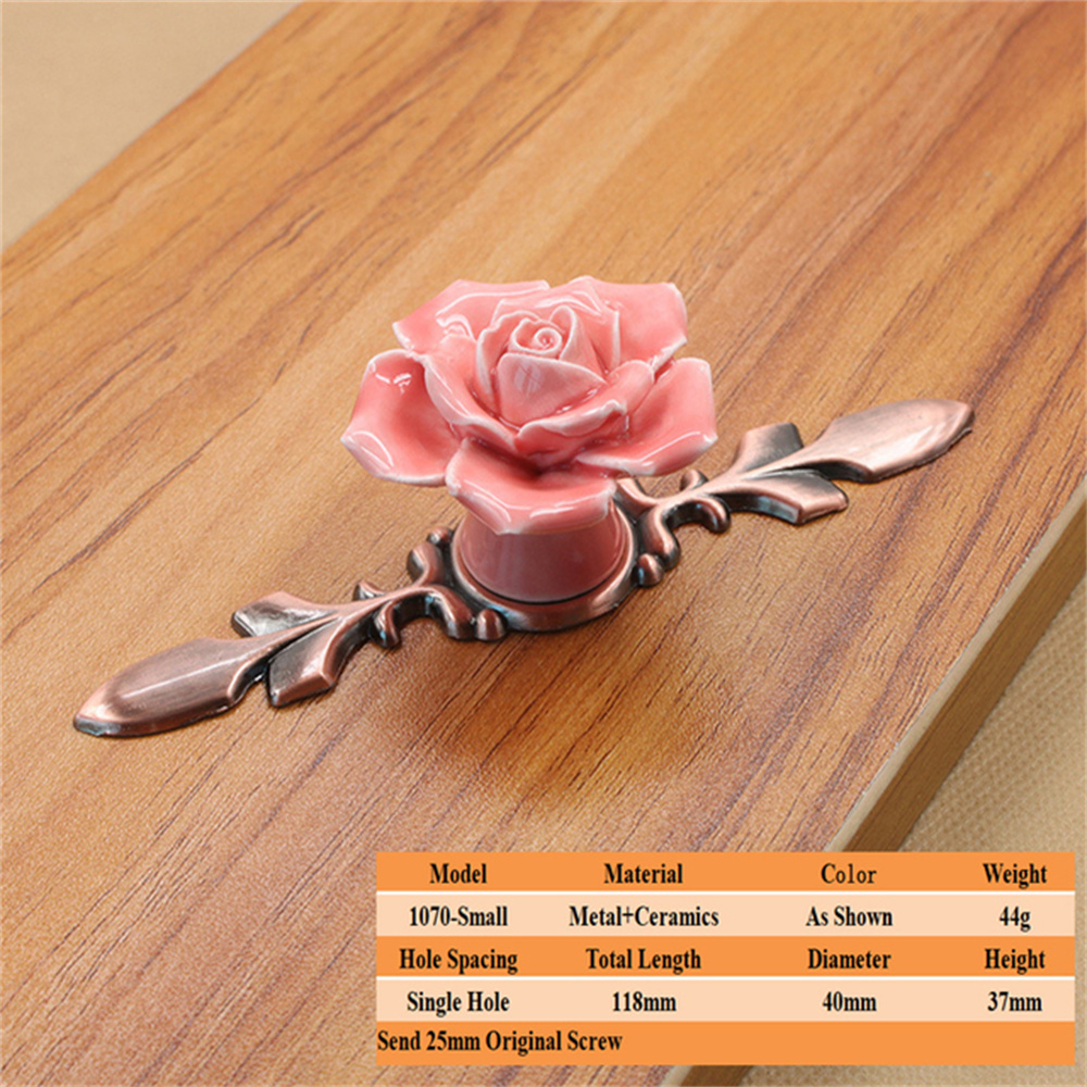 1Pcs Flower Knobs Ceramic Vintage Furniture Handles Cabinet Pulls Kitchen Cupboard Single Hole Drawer For Nursery Room