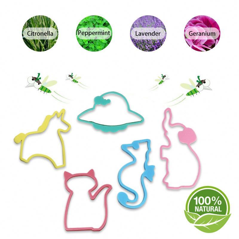 30pcs/bag Cute Carton Shape DEET Free Silicone Bracelets Japan Mosquito Guard Citronella Lemongrass Oil Kids Repellent Bands