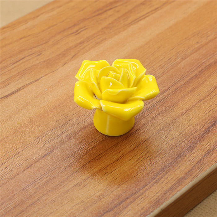 1pcs Door Handles Rose Flower Ceramic Alloy Base Kitchen Drawer Cabinet Pulls Wardrobe Drawer Knobs Cupboard Furniture Hardware