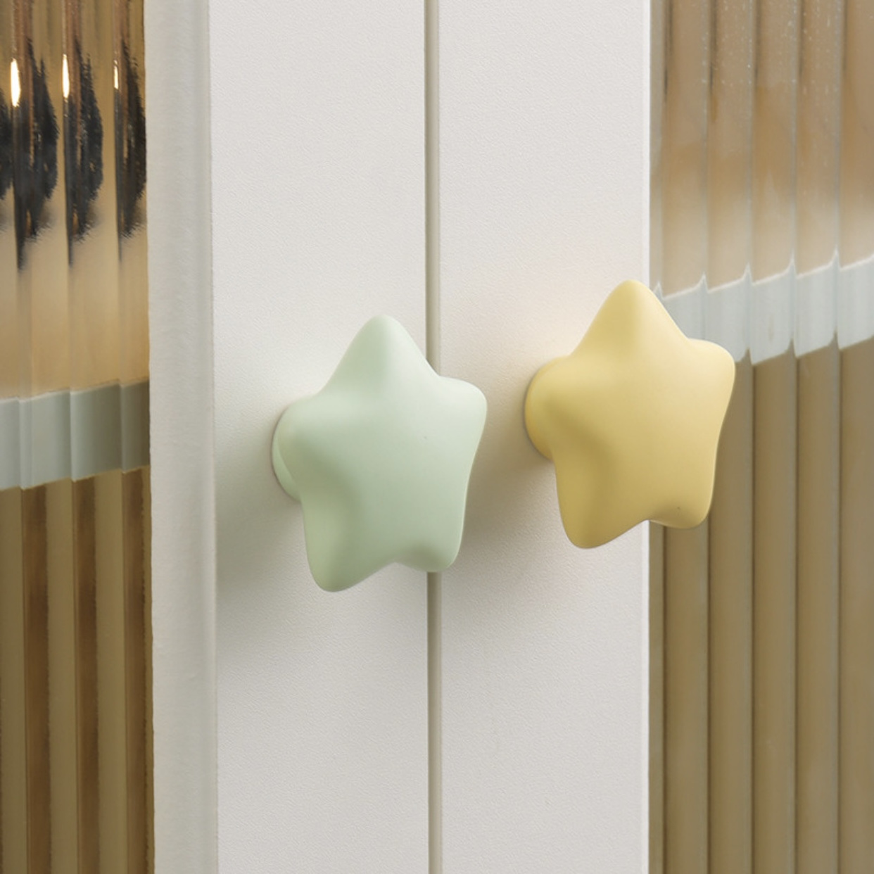 New style star-shaped cartoon porcelain Children Bedroom ceramic cabinet handles door knobs for kitchen cabinet with Drawer pull