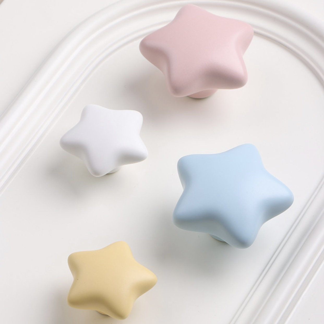 New style star-shaped cartoon porcelain Children Bedroom ceramic cabinet handles door knobs for kitchen cabinet with Drawer pull