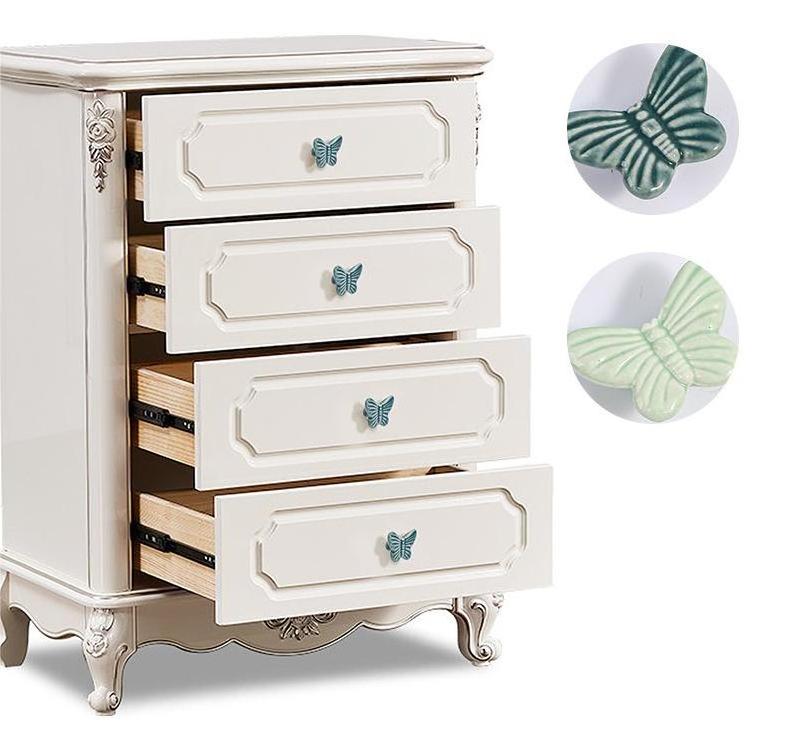 Newly Designed European Modern Pastoral Style Garden Single Hole Handle Drawer Cabinet Wardrobe Door Butterfly Ceramic Handle