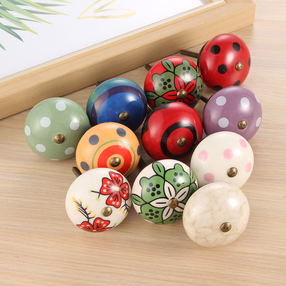 Ceramic Floral Kitchen Cabinet Drawer Knobs and Pulls