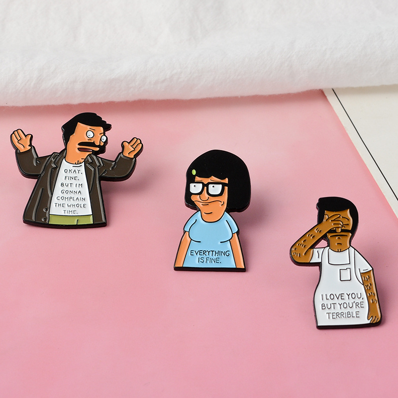 SECONDS Enamel Pins Badges Brooch Lapel Pins Shirt Collar Everything Is Fine Jewelry Gift for Friends Wholesale Bob's Burgers