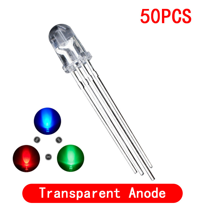 5mm full-color LED RGB red/green/blue Common Cathode/Anode Four feet transparent highlight color light 5mm diode colorful