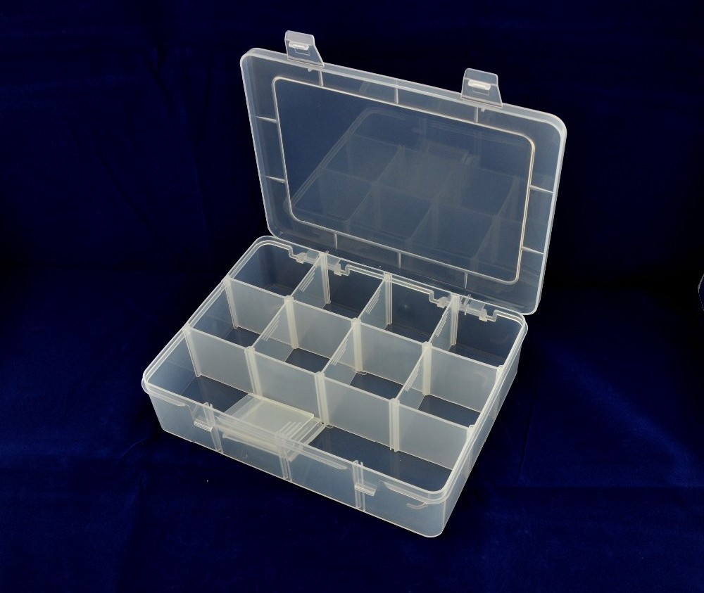 Custom Packaging Plastic Jewelry Storage 12 Compartment Clear Sewing Box