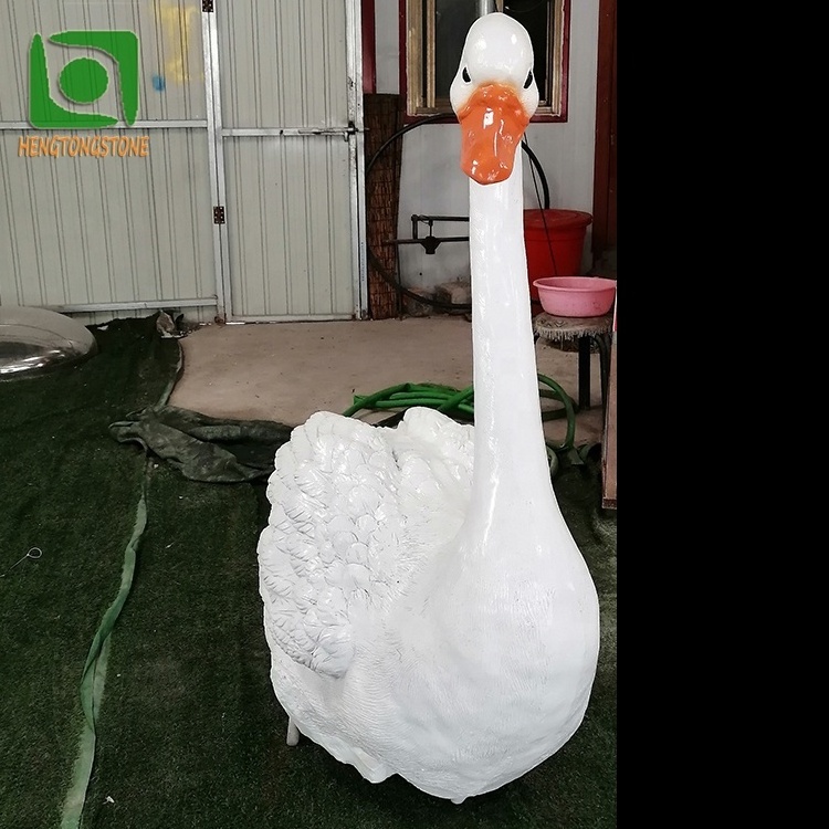 Life Size Decorative Fiberglass White Goose Sculpture Resin Animal Statue