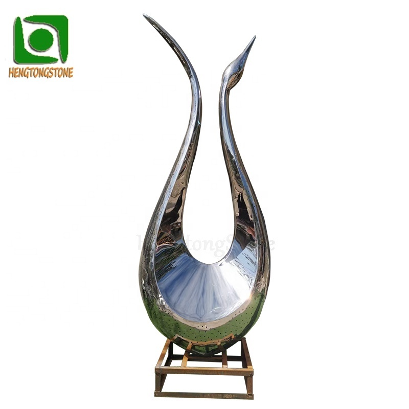 Stainless Steel Goose Sculpture Abstract Big Goose Statue