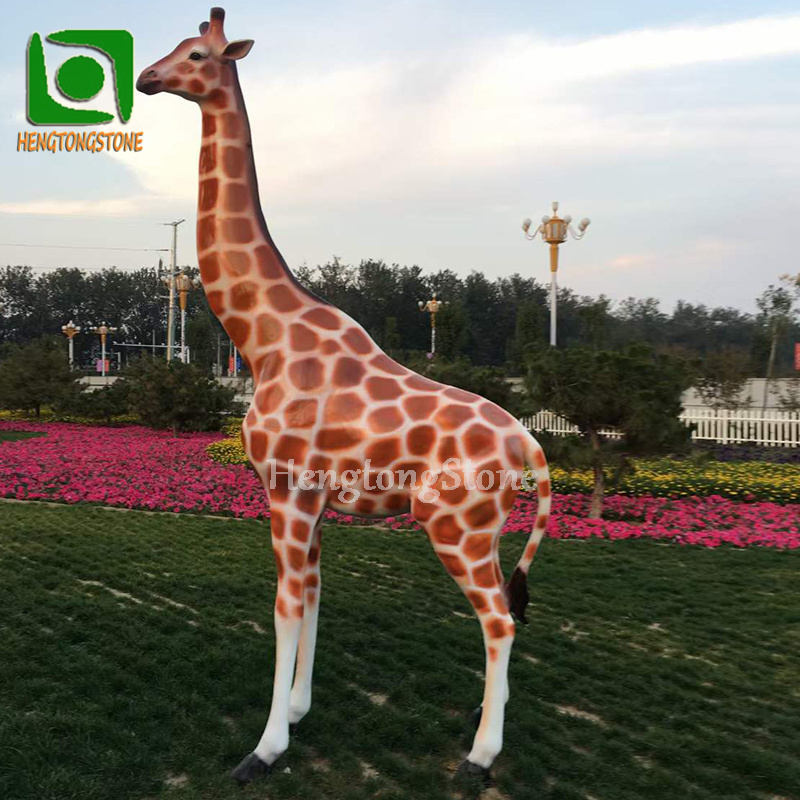 Garden Decorative Actual Style Life Size Fiberglass Giraffe Sculpture Resin Animal Statue