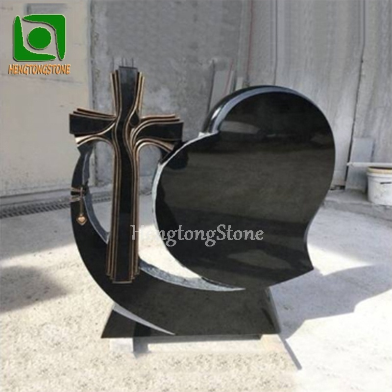 Black Granite Flower Vase Headstone