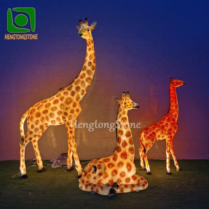 Garden Decorative Actual Style Life Size Fiberglass Giraffe Sculpture Resin Animal Statue