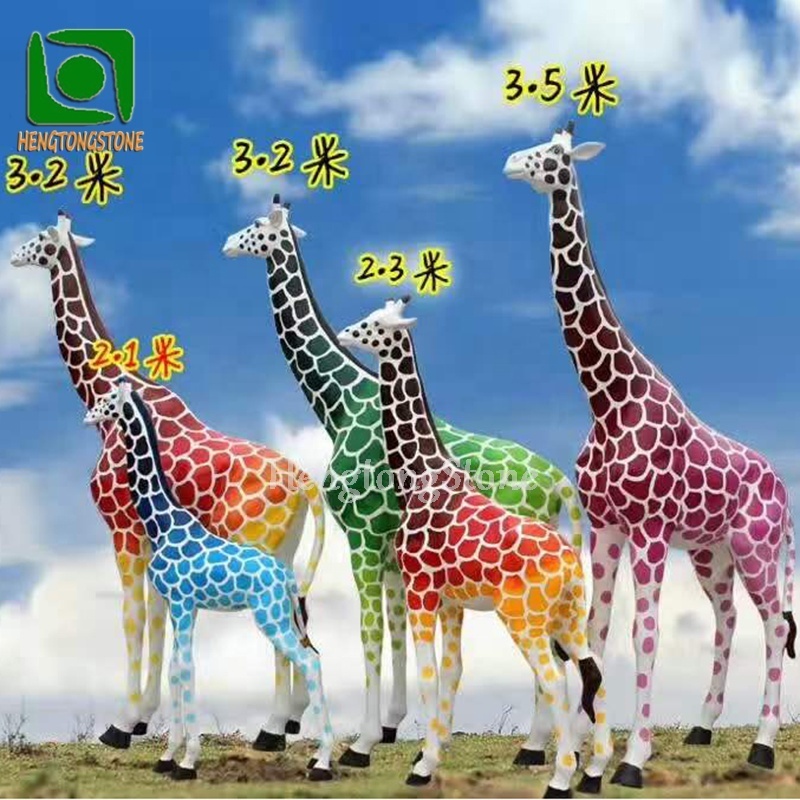 Garden Decorative Actual Style Life Size Fiberglass Giraffe Sculpture Resin Animal Statue