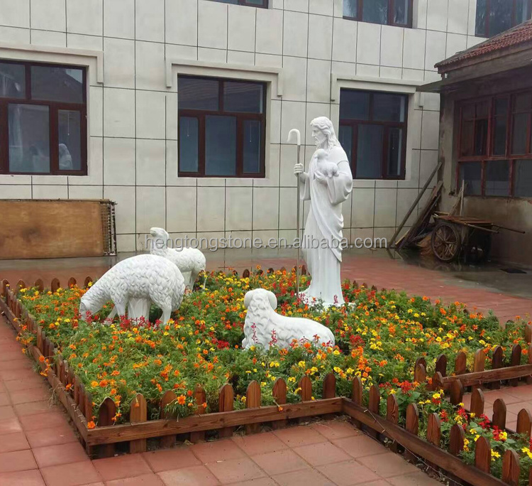 Outdoor Decoration Religious Life Size White Marble Jesus Statue With Hands Opening