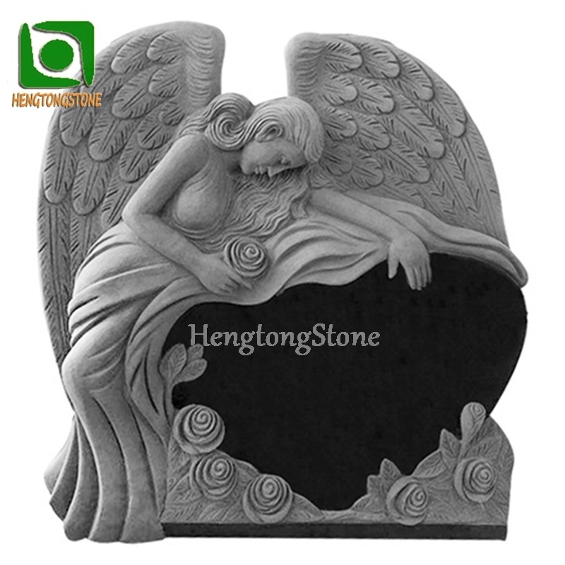 Black Granite Flower Vase Headstone