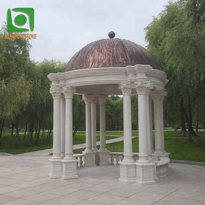 Outdoor Garden Decoration Yellow Marble Roman Column Round Gazebo