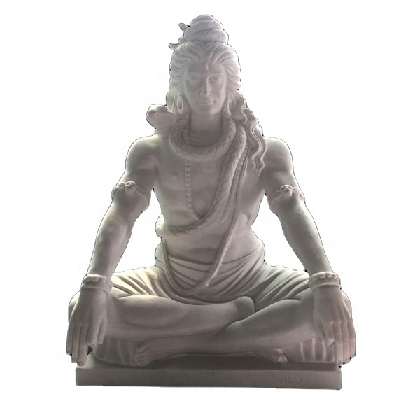 Hand Carved White Marble Indian Lord Shiva Statue