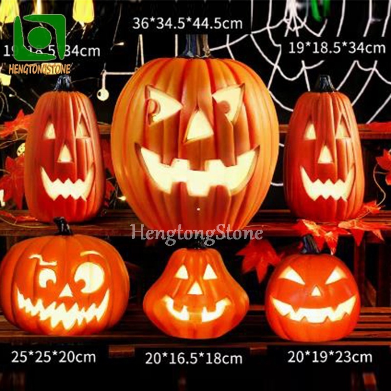 Different Style Halloween Decorative PVC Grimace Pumpkin Lamp Statue Fiberglass Vegetables Sculpture