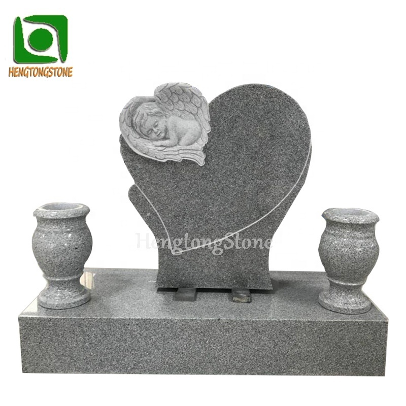 Black Granite Flower Vase Headstone