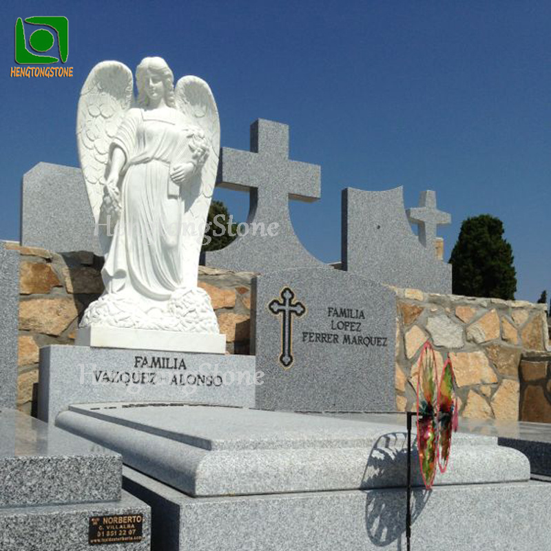 Cemetery Popular Memorial Hand Carved White Marble Angel Gravestone