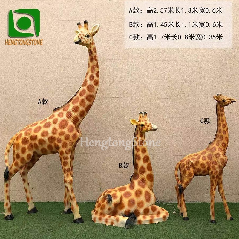 Garden Decorative Actual Style Life Size Fiberglass Giraffe Sculpture Resin Animal Statue