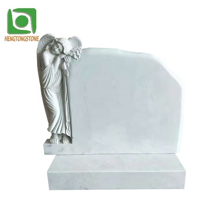 Cheap White Marble Rose Carving Headstone