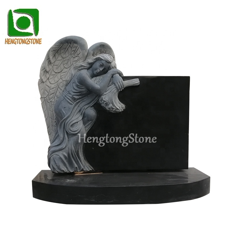 Customized Black Marble Angel Tombstone&Headstone Sculpture Marble Tombstone Statue