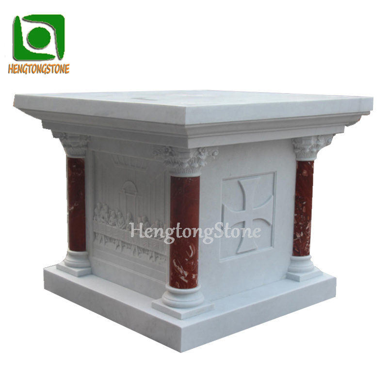 Hand Carved Natural White Marble Religious Church Altar