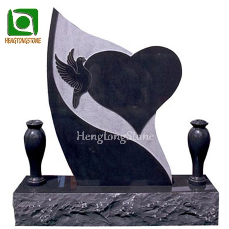 Black Granite Flower Vase Headstone