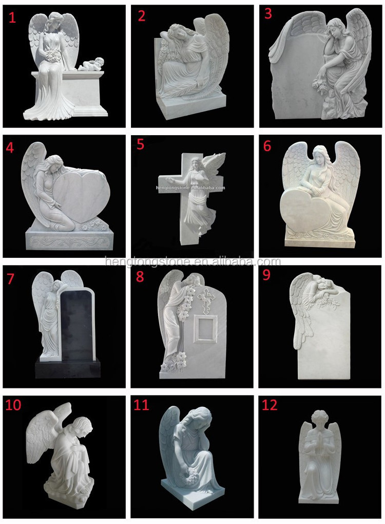 Cemetery Popular Memorial Hand Carved White Marble Angel Gravestone ...