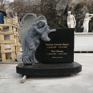 Customized Black Marble Angel Tombstone&Headstone Sculpture Marble Tombstone Statue