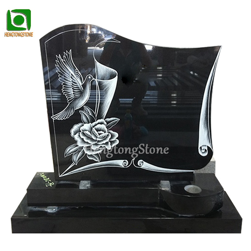 China Wholesale Black Granite Cheap Cemetery Headstone Tombstones Memorial Stone Monument